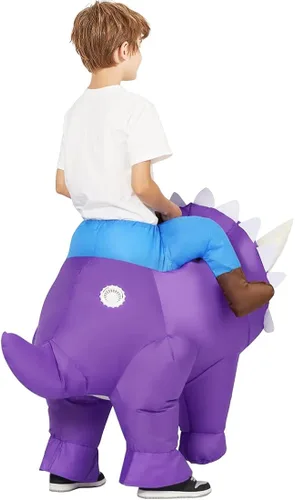 Vista 6 de GOOSH Disfraz inflable de dinosaurio para niños, disfraces de Halloween para niños y niñas, divertido disfraz inflable para fiesta de Halloween