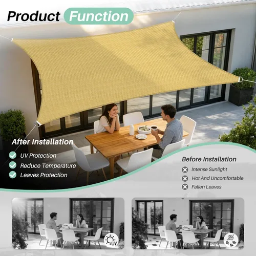 Vista 6 de SunnyRoyal Toldo tipo vela rectangular de 20 x 20 pies para dar sombra a patio, exterior, toldo de tela para jardín al aire libre