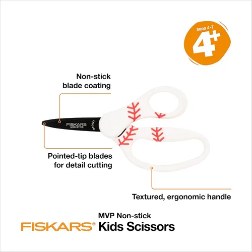 Vista 2 de Fiskars 124302-1026 - Tijeras para niños (punta puntiaguda, antiadherentes)