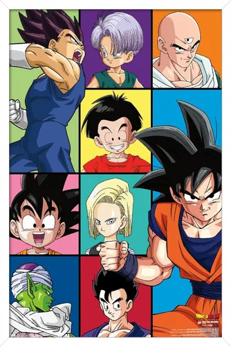 Vista 13 de Trends International Dragon Ball Z - Póster de pared con cuadrícula, 22.375 x 34 pulgadas, versión enmarcada de madera de granero