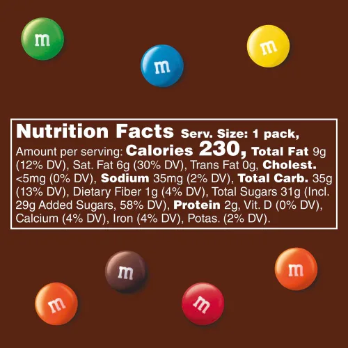 Vista 2 de Caramelos de chocolate con leche de M&M's, bolsa en tamaño de 1.69 oz, caja de 36