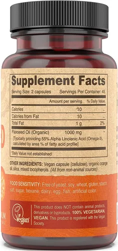 Vista 2 de Deva Vitaminas Veganas Aceite de Semilla de Lino 500Mg Vegano 90 Vcap6