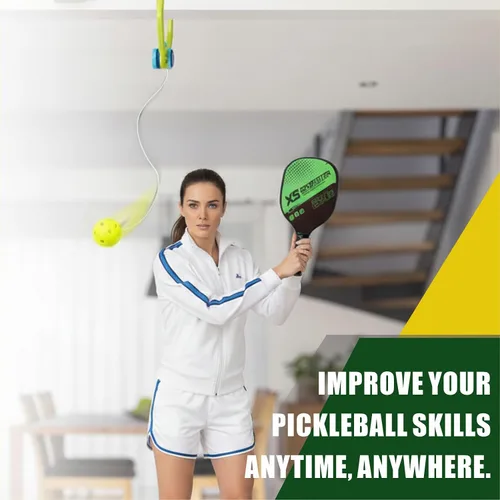 Vista 4 de Rebotador de entrenamiento de pickleball para práctica en solitario y grupal, mejora la reacción y la coordinación, fácil configuración, 1 juego