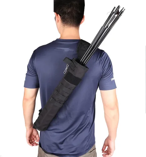 Vista 7 de Carcaj de flechas de tiro con arco ligero para la espalda de doble uso plegable compacto con sistema Molle colgado para tiro al blanco