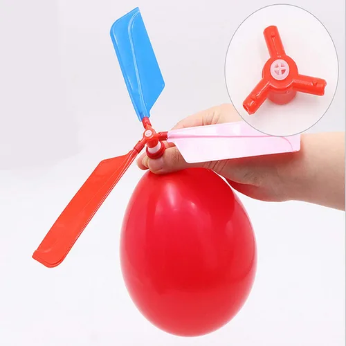 Vista 5 de Juguete de globo helicóptero para niños (paquete de 12) Regalo del día del niño, accesorio para fiestas, cesta de pascuas, medias navideñas