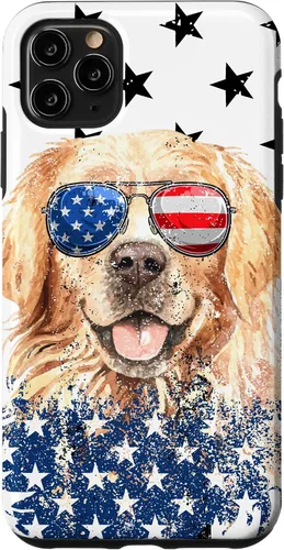 Vista 13 de Golden Retriever American Flag Cream Retriever 4th of July Case for iPhone 17