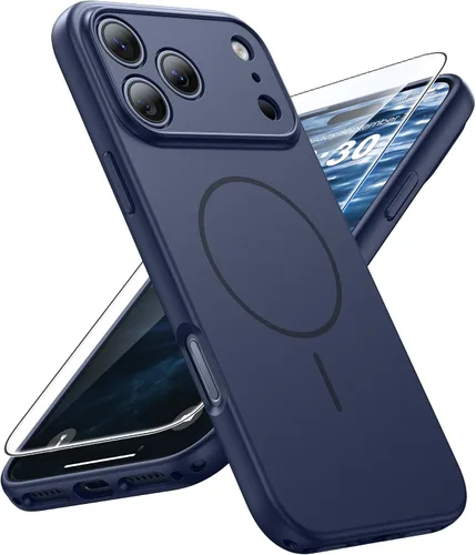 Vista 46 de FNTCASE Funda para iPhone 14 Pro Max color azul: [compatible con Magsafe] Funda magnética mate sólida con [protección completa de la cámara]