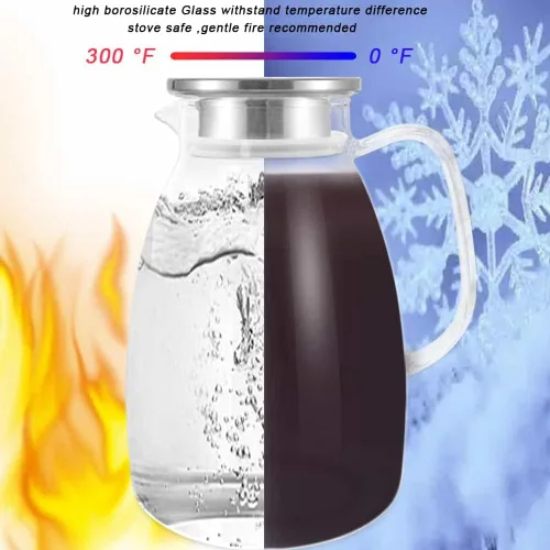 Vista 11 de Jarra de vidrio con tapa y asa, jarra de borosilicato resistente al calor