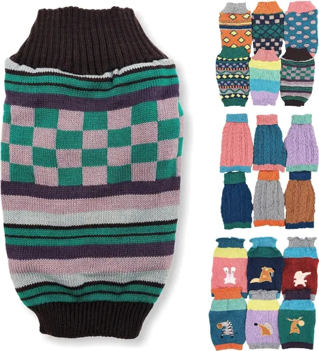 Vista 13 de Suéter de punto para perro, ropa de invierno cálida y suave para mascotas pequeñas y grandes (XL: longitud: 22 pulgadas, alce)