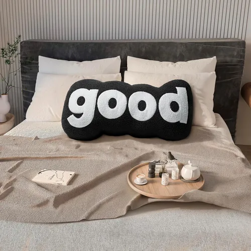 Vista 3 de Johnear Almohada de cabecera negra de felpa para lectura, almohada de apoyo para la espalda, almohada para cama sentada, sofá cama para adultos