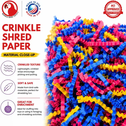 Vista 8 de Bonka Bird Toys 1654 Pk3 Crinkle Paper Shred Loros Conures Amazonas Forrajeo Cesta Llenadora