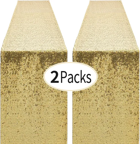 Vista 43 de Pufogu - Camino de mesa de lentejuelas brillantes de 12 x 72 pulgadas para fiestas de cumpleaños, decoración de bodas, despedidas de soltera