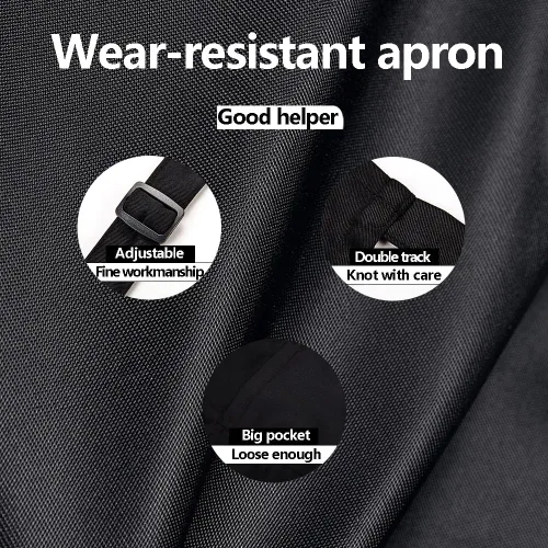 Vista 3 de URED Delantales ajustables para mujeres con bolsillos, delantal de chef negro, delantal largo grueso delantal de cocina para hombres regalo