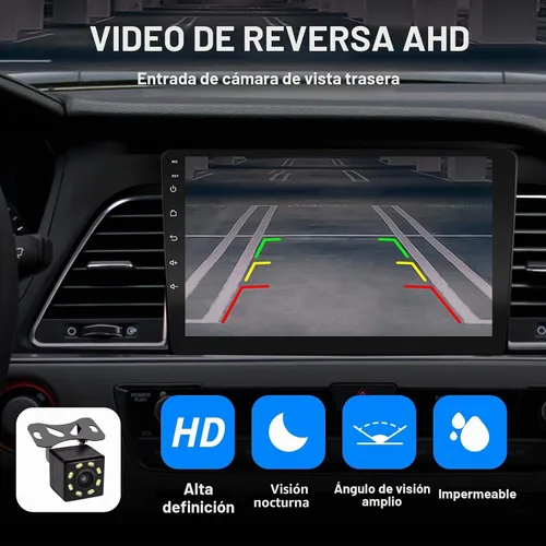 Vista 5 de Estéreo de coche doble DIN de 10 pulgadas, pantalla Apple CarPlay, 2G+32G, pantalla Bluetooth Android Auto con cámara de respaldo, pantalla táctil
