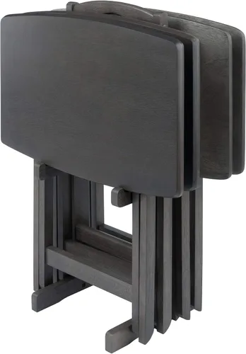 Vista 7 de Winsome Dylan Juego de Mesa de Aperitivos con Soporte, para Sala de Estar, 26", Espresso, Juego de 4 Mesas