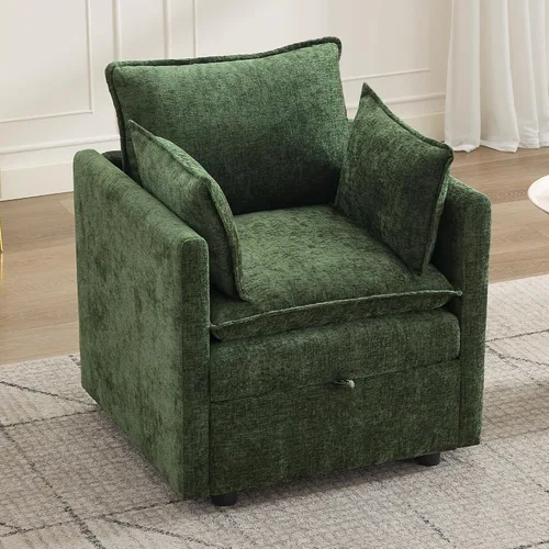 Vista 70 de Otomana cuadrada grande de 27 pulgadas con almacenamiento, reposapiés tapizado moderno con patas antideslizantes para sofá, mesa de café, sala
