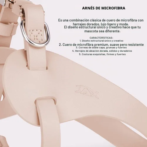 Vista 4 de Arnés de cuero de microfibra para perro mediano, arnés para perro sin tirones, fácil de llevar, impermeable, correas de doble capa, herrajes