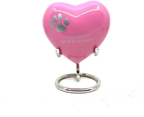 Vista 2 de Urna de recuerdo de corazón rosa para mascotas, cenizas de gato (3 pulgadas), mini urna