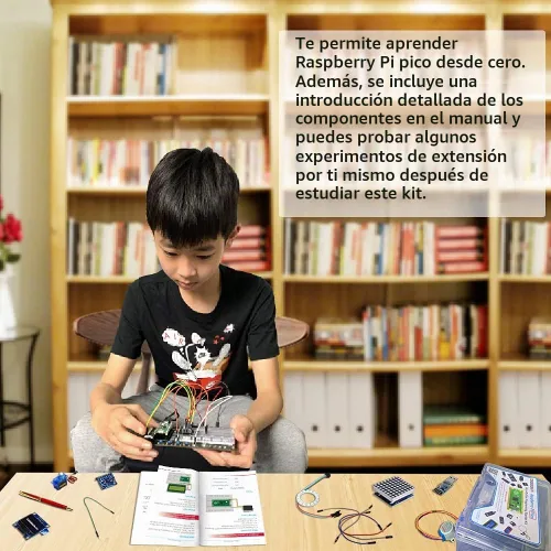 Vista 4 de Kit de Programación Micro Python de GeeekPi para Raspberry Pi Pico, Panecillos, Módulo de Pantalla LCD 1602 I2C para Principiantes y Ingenieros