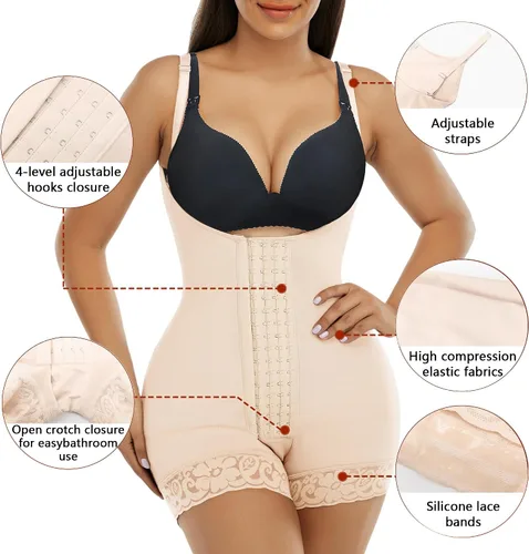 Vista 6 de SHAPERX Fajas de control de abdomen colombianas de alta compresión moldeadora de cuerpo para mujer, levantamiento de glúteos, adelgazador de muslos
