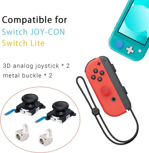 Vista 2 de LONANDY Paquete de 2 joysticks Joycon kit de reparación Joycon piezas de repuesto para Nintendo Switch Switch Lite y Switch OLED incluye empuñaduras