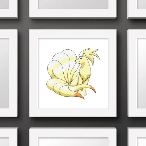 Vista 3 de Trends International Gallery Pops Pokemon - Póster de pared de Ninetales, 12 x 12 pulgadas, versión enmarcada en blanco