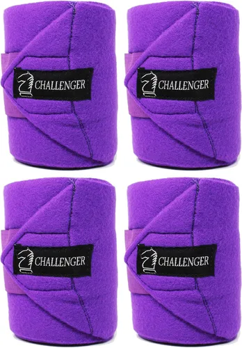 Vista 12 de CHALLENGER 10ft Horse Grooming Leg Polo Wrap Set of 4 Soft Fleece 95R Negro