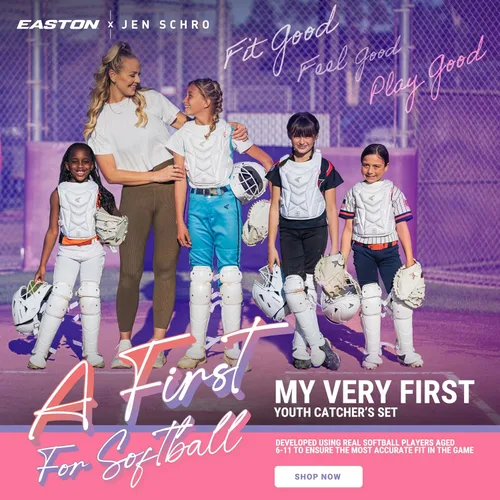 Vista 2 de Easton Jen Schro My Very First Youth Softball Catcher’s Set Helmet, Leg Guards & Chest Protector Included
