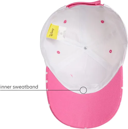 Vista 5 de Disney Gorra de béisbol Minnie Mouse para niña 3D con lazo curvo, correa trasera (4-7), Blanco