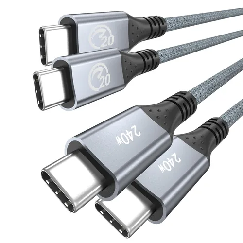 Vista 9 de UseBean Cable USB C a USB C de 240 W de 1.6 pies [2 paquetes], USB 3.2 Gen2X2 20Gbps Tipo-C PD carga rápida, cable de video 4K, para iPhone 15 Plus