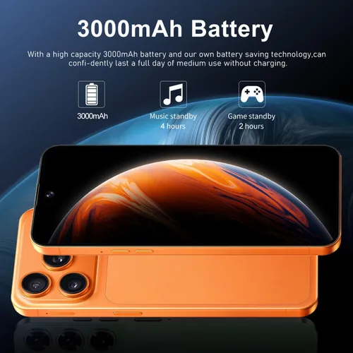 Vista 6 de Nueva pantalla HD de 6.67 "Teléfonos Android desbloqueados 3G Red Teléfono celular 2 GB+16 GB Android 10 Smartphone Cámara trasera 16MP Batería
