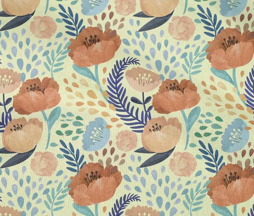 Vista 5 de oneOone Tela de algodón flexible beige flora DIY ropa acolchado tela impresión tela por Yard 40 pulgadas de ancho -L2