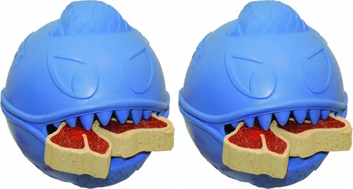 Vista 3 de Jolly Pets Monster Ball Bouncing - Soporte para golosinas para perros, 2.5 pulgadas, color azul