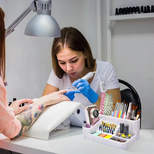 Vista 8 de CGBE Organizador para brocas de taladro de uñas, organizador de 28 agujeros para brocas de uñas, organizador profesional de herramientas para uñas