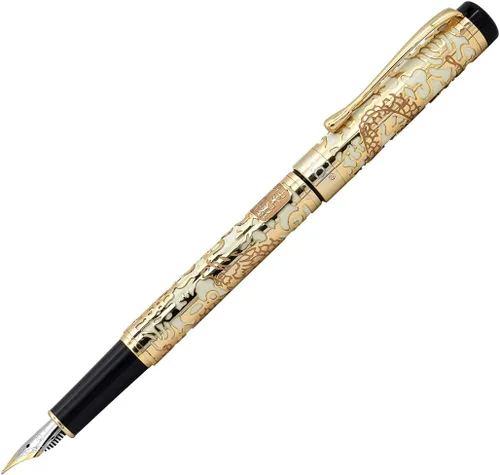 Vista 8 de Ancient Silver Jinhao Dragon - Juego de plumas estilográficas ejecutivas de punta fina, colección de bolígrafos vintage, bolígrafo de negocios