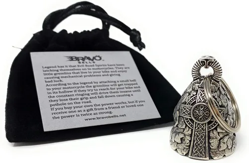 Vista 4 de Bravo Bells Campana de moto Celtic Cross - Campana de la buena suerte