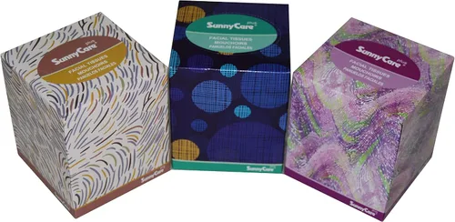 Vista 4 de SunnyCare #5702P Premium White 2-Ply CUBE Box Facial Tissue 90sheets/box; 36boxes/cs