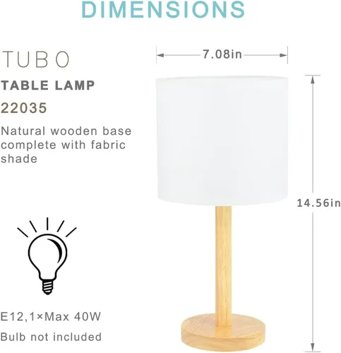 Vista 5 de TUBO - Lámpara de mesa de madera para sala de estar y dormitorio, casa de campo, niños, noche, 7.09 pulgadas de alto, 14.57 pulgadas, lámpara