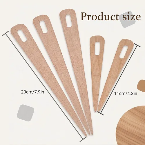 Vista 2 de Aguja de tejer 5 Uds. DIY Agujas de tejer de ojo grande de madera, tapicería, manualidades, herramientas de madera, agujas de tejer de ojo grande