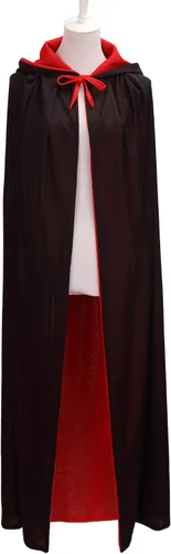 Vista 6 de Capa de bruja gótica de pirata vampiro, unisex, color negro y rojo