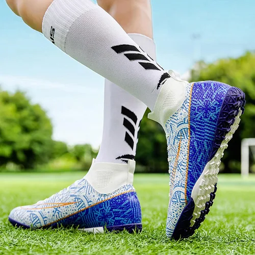 Vista 6 de Zapatos de fútbol para hombre, con cordones, antideslizantes, para interiores, fútbol sala, TF, tacos de césped