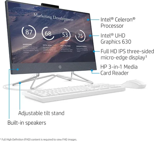 Vista 2 de HP PC todo en uno WLED Full HD de 22-DF de 21,5 pulgadas Intel Celeron G5900T 4 GB 256 GB SSD Win 10