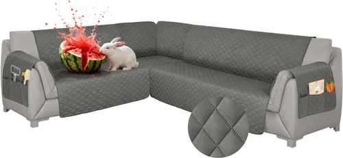 Vista 43 de Fundas para sofá modular, impermeables, 6 piezas, fundas de sofá en forma de L, lavables, antideslizantes, fundas para sofá seccional, suaves