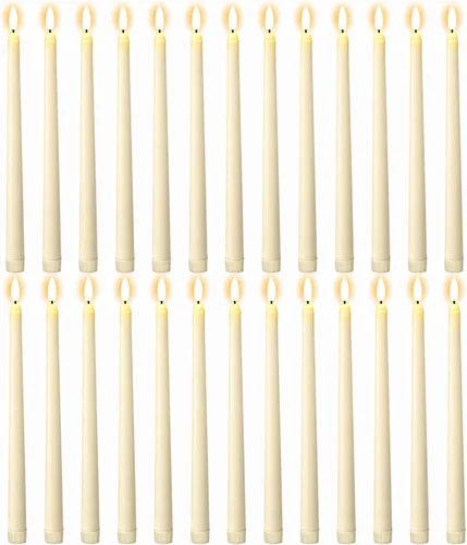 Vista 7 de GenSwin Flameless Taper Candles with Remote Timer, Real Wax LED Flickering Candlesticks Battery Operated 3D Wick for Wedding, Party, Home(Christmas