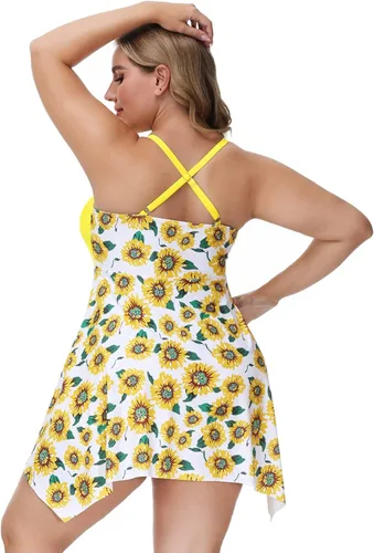 Vista 2 de Hanna Nikole Traje de baño de una pieza con control de abdomen para mujer, talla grande, con cuello en V