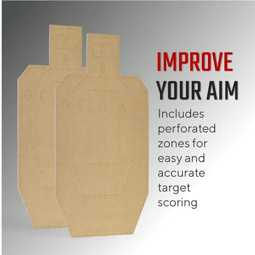 Vista 6 de KRATE Tactical Objetivos de cartón, blanco de tiro de silueta de papel de competencia, objetivos de torso para campo de tiro y práctica de armas