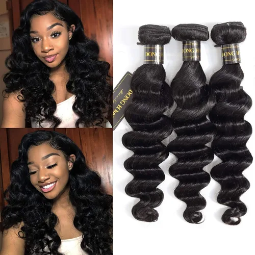 Vista 13 de Mechones de cabello suelto con ondas profundas peruanas con cierre, (16"18"20"+14Cierre) Extensiones de cabello peruano virgen 8A con mechones