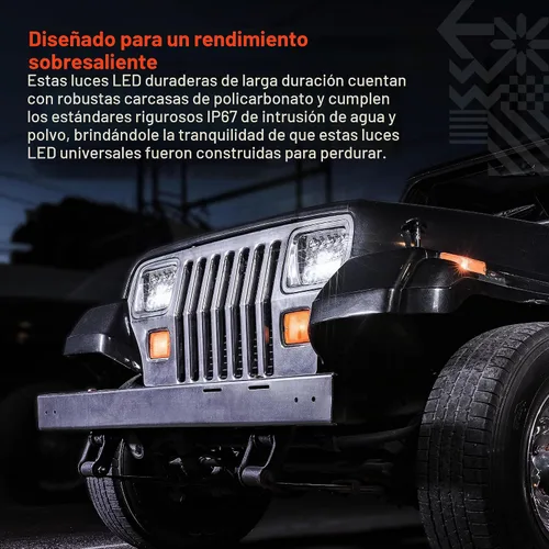 Vista 4 de Bombilla led universal de 7" x 6", 45 vatios, para enchufar y utilizar, eficiencia energética, resistente, faro delantero cuadrado o rectangular