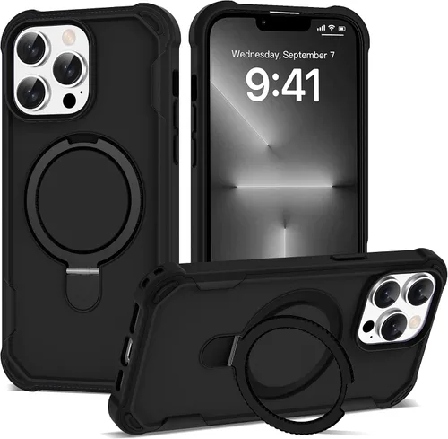 Vista 21 de Funda compatible con iPhone 12 y 12 Pro de 6.1 pulgadas con soporte de anillo magnético [protección militar contra caídas] [compatible con MagSafe]