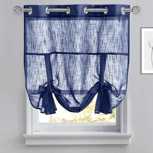 Vista 13 de Pony Dance Cortinas de ventana de baño, pantalla con lazo para dormitorio, filtro de luz, semitransparente, cortinas romanas elegantes para Blanco